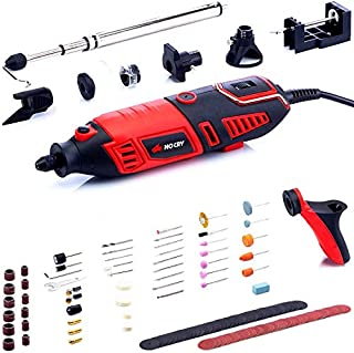 NoCry 10/125 Professional Rotary Tool Kit with Heavy Duty 170W/1.4A Electric Motor, Universal 3-Jaw Chuck, 10 Attachments,125 Accessories & Storage Case Included