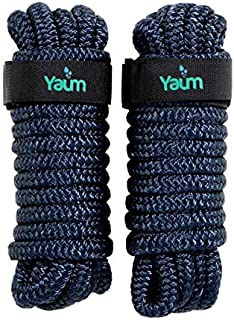 Yaum ~ Boat Ropes ~ Dock Lines ~ Double Braided ~ 2 Pack Ropes ~ Nylon Ropes ~ Marine Grade ~ Boat Accessories ~ Navy ~ 15ft x 3/8