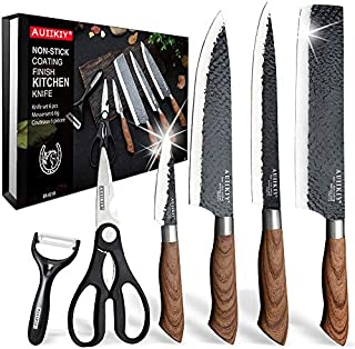 6 Pieces Professional Kitchen Knives Set With Giftbox, High Carbon Stainless Steel Forged Kitchen Knife Set, Sharp Chef Knife Set For Chef Cooking Paring Cutting Slicing