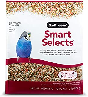 ZuPreem Smart Selects Everyday Feeding Bird Food for Small Birds, 2 lb Bag - Made in USA for Parakeets, Budgies, Parrotlets