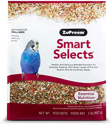 ZuPreem Smart Selects Everyday Feeding Bird Food for Small Birds, 2 lb Bag - Made in USA for Parakeets, Budgies, Parrotlets