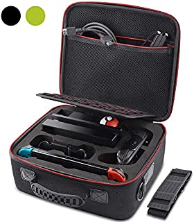 VORI Carrying Case for Nintendo Switch, Travel Hard Storage Protective Large Capacity Case with Shoulder Strap for Nintendo Switch Console & Accessories, Pro Controller, Poke Ball Plus Black