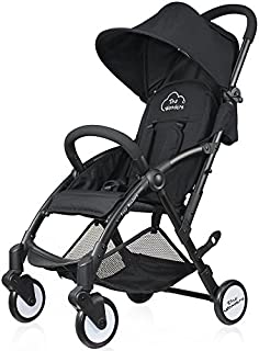 Tiny Wonders Black Lightweight Compact Baby Stroller, Portable Airplane Travel Carry On Strollers, Folding Umbrella Pram for 6, 9, 12Months, 1, 2 Year Old Newborn, Infants, Toddlers, Boy, Girl (Black)