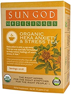 Sun God Medicinals Organic Loose Leaf Herbal Tea for Anxiety & Stress-Heka-2 oz (20-24 servings) Caffeine Free, Brew Hot Tea or Iced Tea