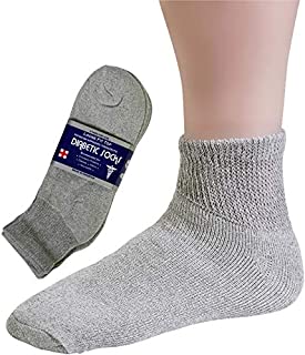 Debra Weitzner Diabetic Ankle Socks Mens Womens Non-binding Socks Loose Fit 12 Pairs Grey