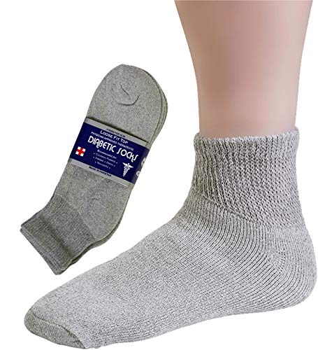 Debra Weitzner Diabetic Ankle Socks Mens Womens Non-binding Socks Loose Fit 12 Pairs Grey