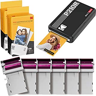 Kodak Mini 2 Retro 2.1x3.4 Portable Photo Printer (60 Sheets), Wireless Connection, Compatible with iOS, Android & Bluetooth, Real Photo, 4PASS & Lamination Process, Premium Quality- Black