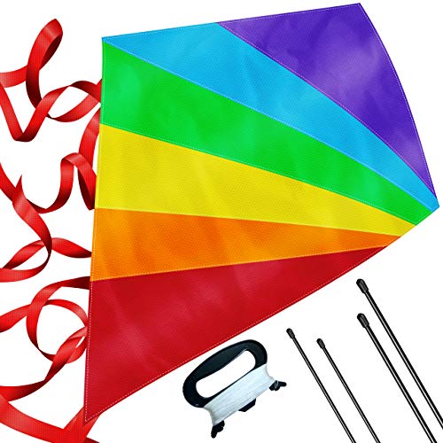 Large Diamond Kite for Kids - Lightweight, Easy to Assemble and Fly, Soars High in Low Wind Speeds - A Great Way to Enjoy and Spend Time with Friends and Family, Easy Flyer Kite for Boys and Girls