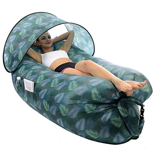 STEPIN Inflatable Lounger Air Sofa with Sunshade & Anti-Air Leaking Design,Best Inflatable Chairs for Beach Chair Camping Chair,Perfect Inflatable Couch for Camping Hiking Picnics Festivals