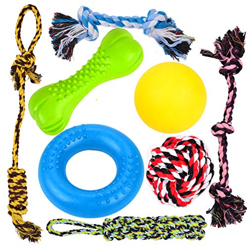 8 Durable Dog Chew Toys, Puppy Toys, Dog Rope Toys Value Pack, Puppy Teething Toys for Small and Medium Dogs