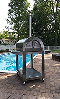 ilFornino Professional Plus Wood Fired Pizza Oven  One Flat Cooking Area, Adjustable Height-High Grade Stainless Steel, New York