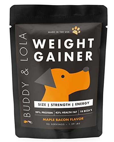 Buddy & Lola Weight Gainer for Dogs (90 Servings) Healthy Weight Gainer Supplement for Dogs. Muscle Builder, Injury Recovery, Energy & Performance Supplement for All Breeds. Made in The USA