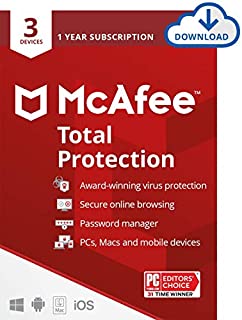 McAfee Total Protection 2021, 3 Device Antivirus Internet Security Software, Password Manager, Privacy, 1 Year - Download Code