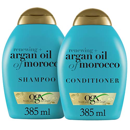 OGX Renewing + Argan Oil of Morocco Shampoo & Conditioner Set, 13 Ounce (packaging may vary), Blue