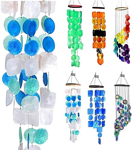 Bellaa 22906 Wind Chimes Gifts for Mom Mother Outdoor Large Garden Memorial Sympathy Bell Patio Yard Unique Home Decor Capiz Sea Glass Shell 27 inch