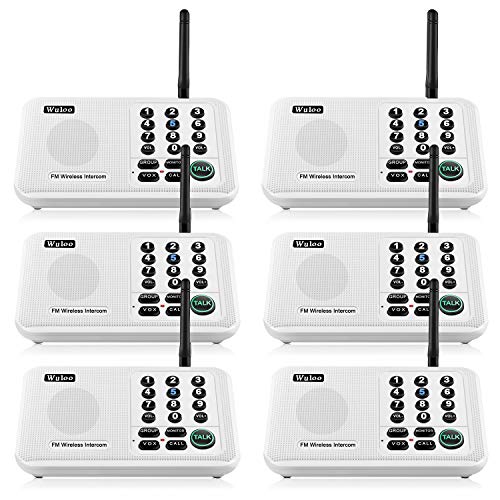 Wuloo Intercoms Wireless for Home 5280 Feet Range 10 Channel 3 Code, Wireless Intercom System for Home House Business Office, Room to Room Intercom, Home Communication System (6 Packs, White)