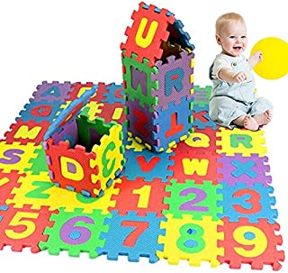 SMIDOW 36Pcs Kids Foam Play Mat | Kids Puzzle Exercise Play Mat | Baby EVA Foam Games Mat | Toddler Alphabet Number Crawling Mat | Interlocking Floor Tiles | Infant Indoor Activity Center