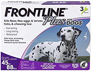 Frontline Plus Flea and Tick Treatment for Dogs (Large Dog, 45-88 Pounds, 3 Doses)