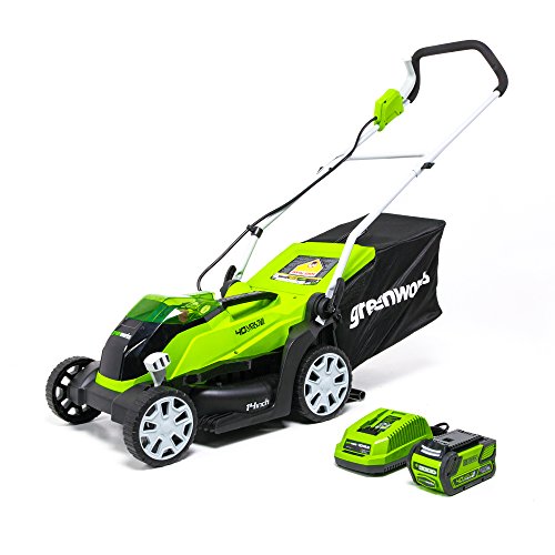 Greenworks 40V 14 inch Cordless Lawn Mower, 4Ah Battery and Charger Included MO40B410