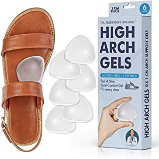 Dr. Frederick's Original High Arch Support Gel Inserts - 6 Pcs - Peel & Stick SuperComfort Gel - Great for Sandals - Dress Shoes - Women & Men