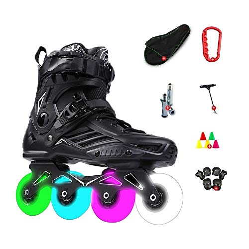Outdoor Skates Youth Inline Skates With Light Up Wheels Adult Outdoor Comfortable Breathable Roller Skates And Beginner High-Performance Roller Shoes ( Color : Black , Size : 42 EU/9 US/8 UK/26cm JP )
