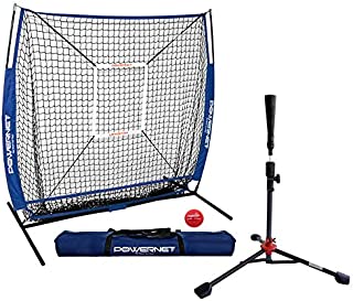 PowerNet 5x5 Practice Net + Deluxe Tee + Strike Zone + Weighted Training Ball Bundle (Royal Blue) | Baseball Softball Pitching Batting Coaching Pack | Work on Pitch Accuracy | Build Plate Confidence