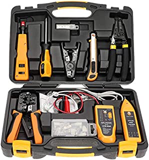 InstallerParts Network Repair Tool Kit 15 In 1  Electronic Tool Set | Crimping Tool, LAN/Ethernet/Cat5/Cat6 Cable Tester, Gauge Wire Stripper Cutting Twisting Tool, Punch Down, Screwdriver, Knife