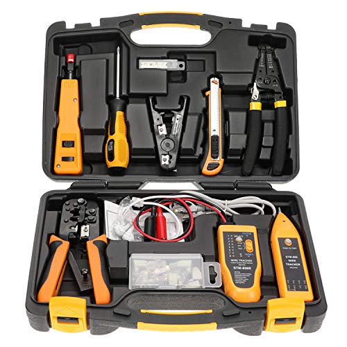 InstallerParts Network Repair Tool Kit 15 In 1  Electronic Tool Set | Crimping Tool, LAN/Ethernet/Cat5/Cat6 Cable Tester, Gauge Wire Stripper Cutting Twisting Tool, Punch Down, Screwdriver, Knife