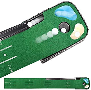 Champkey PUTTECH Hazard Golf Putting Mat - True Roll Surface & Non Slip Bottom Golf Putting Green - Bunker & Water Hazard for Accuracy Training - Ideal Gift for Home, Office, Outdoor Use