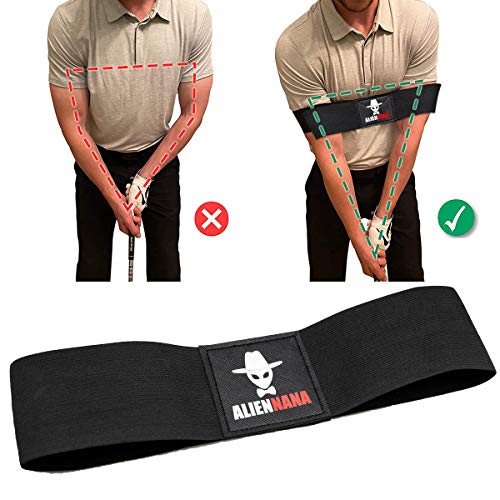 Aliennana Golf Swing Training Aid 2PACK,Swing Correcting Arm Band,Golf Swing Trainer,Trainer Smooth Swing Correcting Tools for Golf Beginner,Golf Training Arm Band Logo