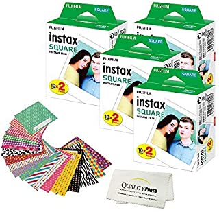 Fujifilm Instax Square Instant Film and Stickers for The Fujifilm instax Square Instant Camera + Quality Photo Microfiber Cloth. 80 Films