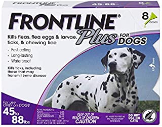 Frontline Plus Flea and Tick Treatment for Dogs (Large Dog, 45-88 Pounds, 8 Doses)