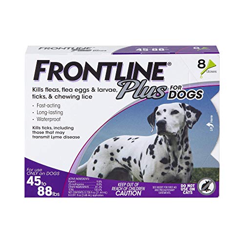 Frontline Plus Flea and Tick Treatment for Dogs (Large Dog, 45-88 Pounds, 8 Doses)