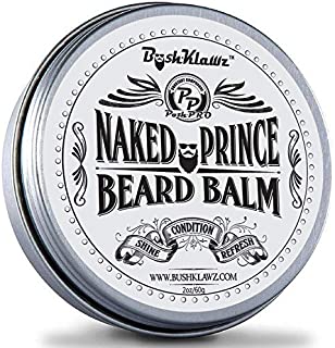 Naked Prince Scent Free All Natural Beard Balm Leave in Conditioner Beard Butter Moisturizer Premium Scentless Fragrance-Free Great for Hunters - Best Leave in Conditioner Balm for Bearded Men