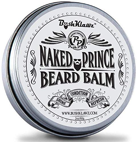 Naked Prince Scent Free All Natural Beard Balm Leave in Conditioner Beard Butter Moisturizer Premium Scentless Fragrance-Free Great for Hunters - Best Leave in Conditioner Balm for Bearded Men