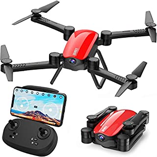 SIMREX X900 Drone Optical Flow Positioning RC Quadcopter with 1080P HD Camera, Altitude Hold Headless Mode, Foldable FPV Drones WiFi Live Video 3D Flips 6axis RTF Easy Fly Steady for Learning Red