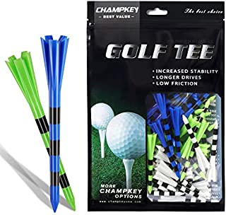 Champkey SDP Plus Golf Tees 75 Pack or 30 Pack- Reduces Friction & Side Spin 5 Prongs Plastic Tees