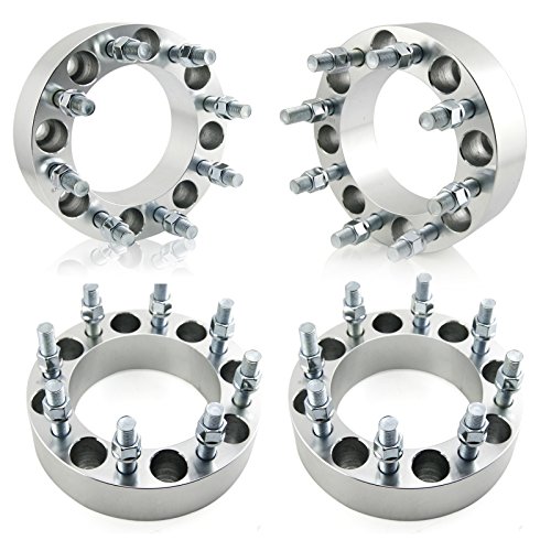 OrionMotorTech 8x6.5 Wheel Spacers 2 inches with 9/16-18 Studs Compatible with 1994-2011 Dodge Ram 2500 3500, 1988-1998 Ford F-250 F-350, 4pcs