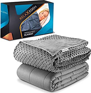 RELAX EDEN Adult Weighted Blanket W/Removable, Washable Duvet Cover| 15 lbs, 60x 80 Size| Heavy Glass Micro-Beads| Supreme Sleeping Comfort for Adults| Hot & Cold Sleeping| 100% Soft Cotton Build