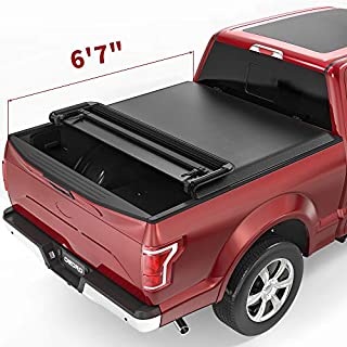 OEDRO Quad Fold Tonneau Cover Soft Four Fold Truck Bed Covers Compatible with 2015-2021 Ford F-150 F150, Styleside, 6.6 Feet Bed