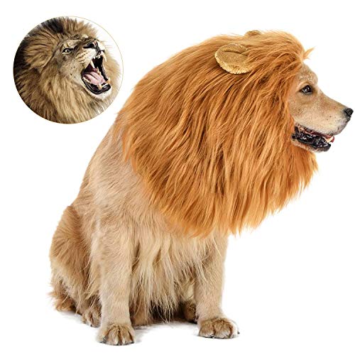 GALOPAR Lion Mane for Dogs Realistic Lion Wig Dog Lion Costume, Halloween Christmas Funny Dog Costumes Photo Shoots Entertainment, Suitable for Medium and Large Sized Dogs