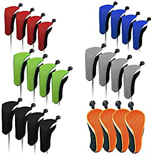 SUNBRO Golf 4pcs Golf Accessories Hybrid Head Covers Set Rescue Headcovers Utility Club Protect Interchangeable Number Tag (Red)