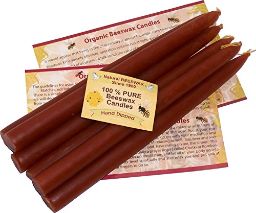 Holy Land Market 100% Beeswax 7-Hour Candles Organic Hand Made, 3/4 Inch Diameter Tappers (Set of Six Candles)