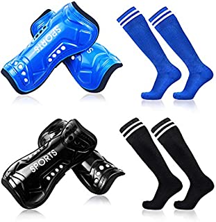 Youth Soccer Shin Guards, 2 Pair Lightweight and Breathable Child Calf Protective Gear Soccer Equipment for 3-10 Years Old Boys Girls Children Teenagers (Blue Set)