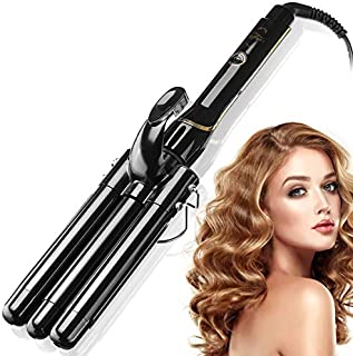 Hair Curling Iron 3 Barrel 22mm with LCD Temperature Display, Luckyfine Barrel Hair Curling Waver Ceramic Anti-Scald, Portable Ions Hair Curler Hair Styler for Travel