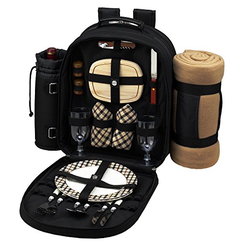 Picnic at Ascot Original Equipped 2 Person Picnic Backpack with Cooler, Insulated Wine Holder & Blanket - Designed & Assembled in the USA