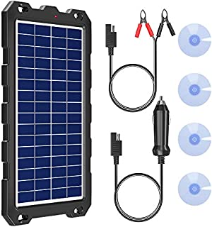 POWOXI Solar Battery Charger 12 Volt 10W Solar Panel Kit for Car, Boat, RV, Trailer, Motorcycle, Marine, Automotive, Powersports, Snowmobile, etc.