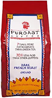 Puroast Low Acid Ground Coffee, French Roast, High Antioxidant, 2.5 Pound Bag