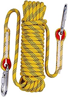 Aoneky 10 mm Static Outdoor Rock Climbing Rope, Fire Escape Safety Rappelling Rope (Yellow 2, 98)