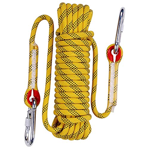 Aoneky 10 mm Static Outdoor Rock Climbing Rope, Fire Escape Safety Rappelling Rope (Yellow 2, 98)